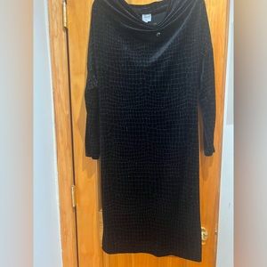 Brand New with tags. Armani black velvet dress with silver shimmer detailing
